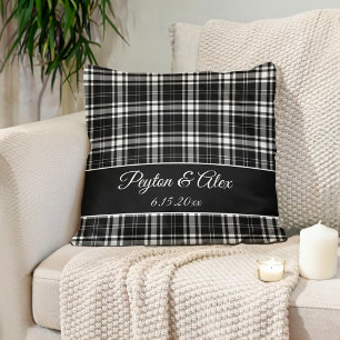 Personalised Name Black White Buffalo Check  Cushion