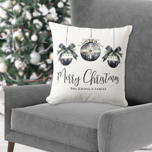 Personalised Name Black White Christmas Cushion