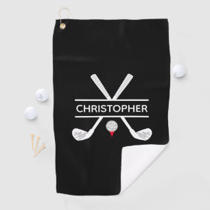 Personalised Name Black White Red Golf Towel