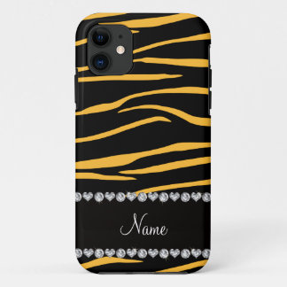 Personalised name black yellow zebra stripes Case-Mate iPhone case
