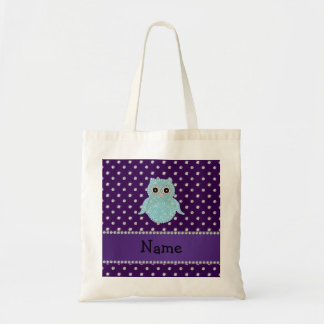 Personalised name bling owl diamonds purple diamon tote bag