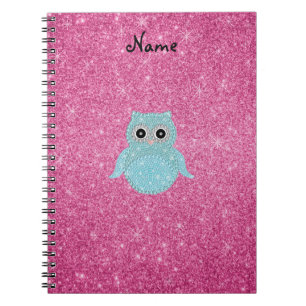 Personalised name bling owl diamonds spiral notebook