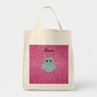 Personalised name bling owl diamonds tote bag