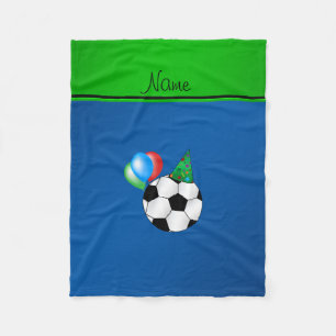 Personalised name blue birthday soccer fleece blanket