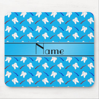 Personalised name blue brushes and tooth pattern mouse pad