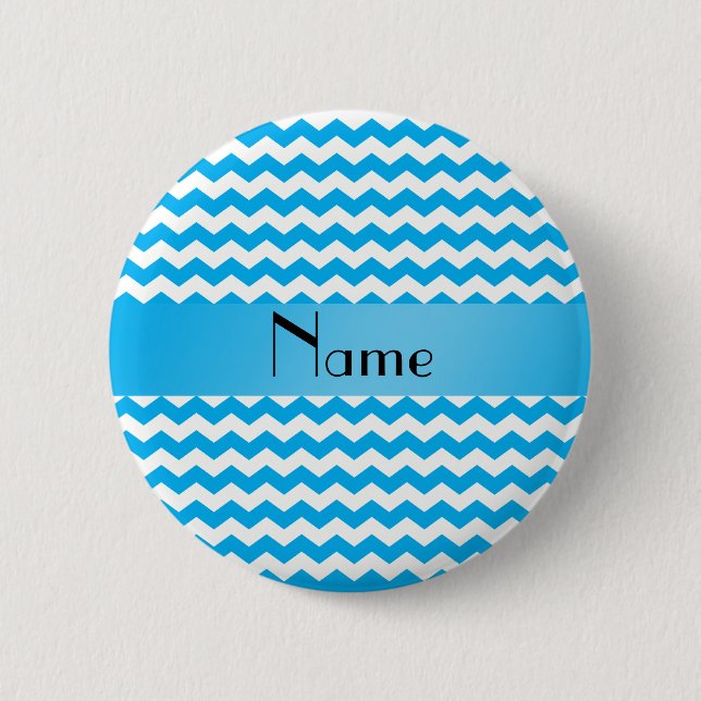 Personalised name blue chevrons 6 cm round badge (Front)