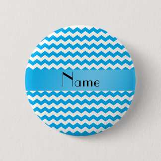 Personalised name blue chevrons 6 cm round badge