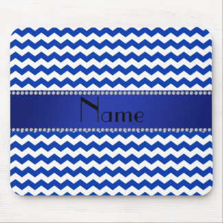 Personalised name blue chevrons diamonds mouse pad