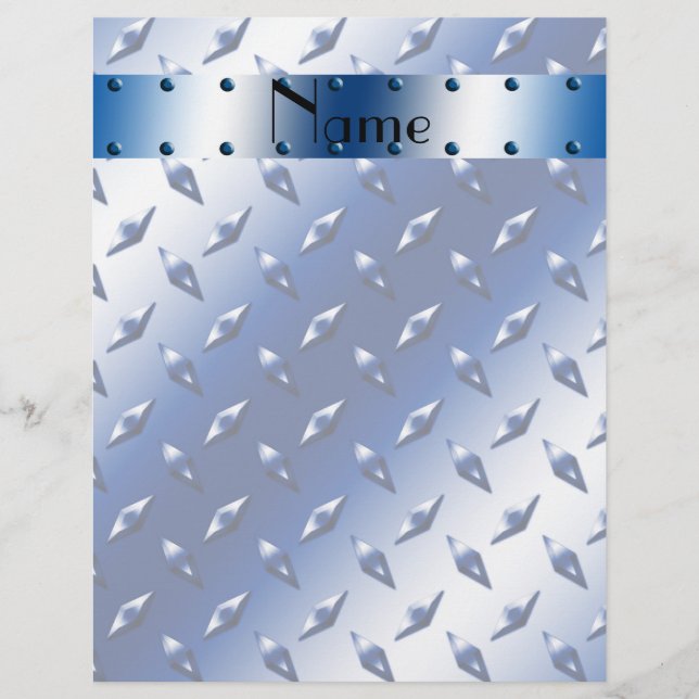 Personalised name blue diamond plate steel (Front)