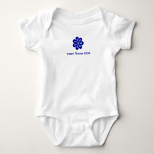 Personalised Name Blue Floral Evil Eye 4 Good Luck Baby Bodysuit