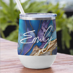 Personalised Name Blue Gold Marble Gift