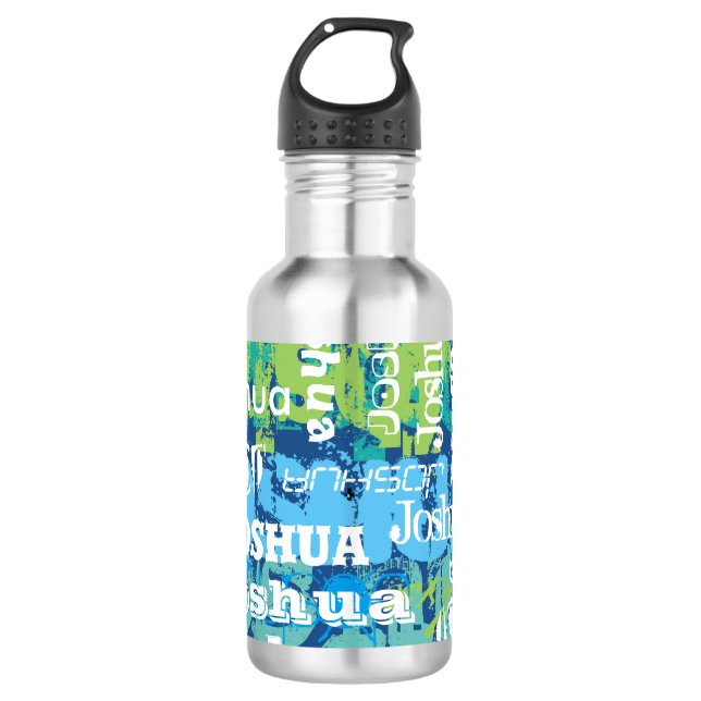 Personalised Name Blue Green Subway Art 532 Ml Water Bottle (Front)