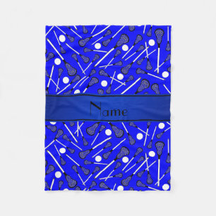 Personalised name blue lacrosse fleece blanket