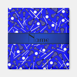 Personalised name blue lacrosse magnet