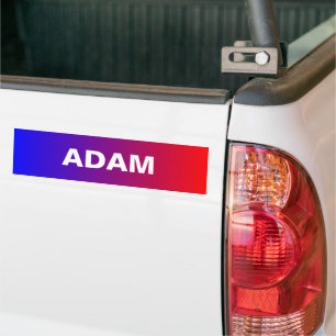 Personalised Name, Blue Red Car Bumper Sticker