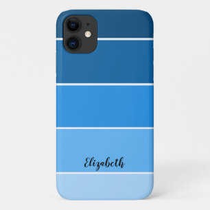 Personalised Name Blue Stripe Colour Palette Chip Case-Mate iPhone Case