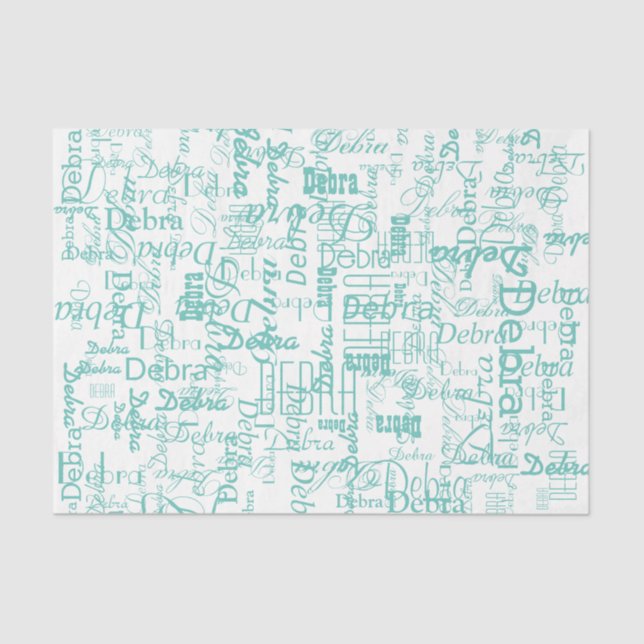  Personalised Name Blue Tissue Pape Paper (Front)