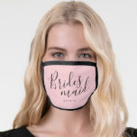 Personalised name blush pink bridesmaid face mask<br><div class="desc">Elegant personalised "bridesmaid" script and name on colour editable pink background,  great personalised bridal party gifts</div>