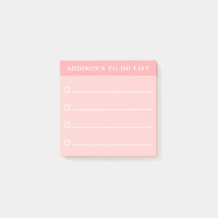 Personalised Name Blush Pink To Do List Post-it Notes