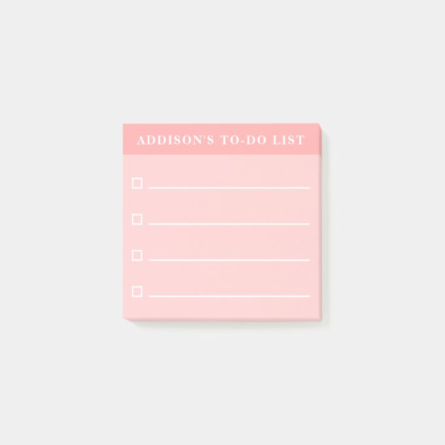 Personalised Name Blush Pink To Do List Post-it Notes (Front)