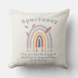 Personalised Name Boho Rainbow Butterfly Cushion