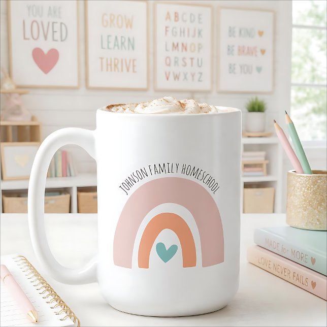 Personalised Name Boho Rainbow Homeschool Coffee Mug (Creator Uploaded)