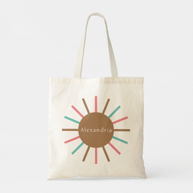 Personalised Name Boho Retro Sun Tote Bag (Back)