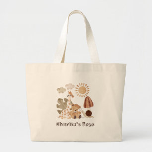 Personalised Name Boho Woodland Jungle Animal Large Tote Bag