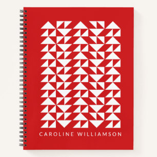 Personalised Name Bold Red Geometric Modern Notebook