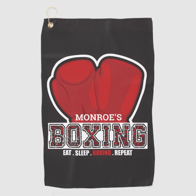 Personalised NAME Boxer Boxing Glove Prize Fighter Golf Towel (Front)