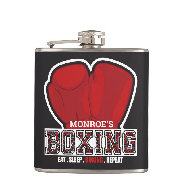 Personalised NAME Boxer Boxing Glove Prize Fighter Hip Flask (Front)