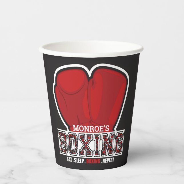 Personalised NAME Boxer Boxing Glove Prize Fighter Paper Cups (Front)