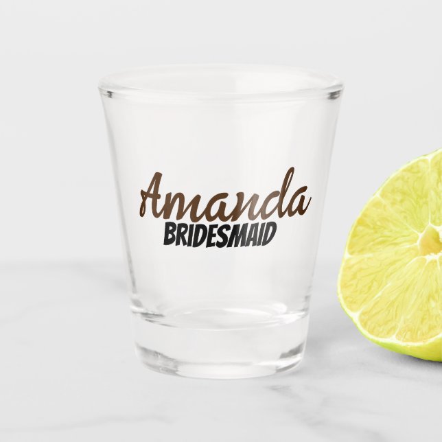 Personalised Name Bride Bachelor Party Shot Glass. Glass (Front)
