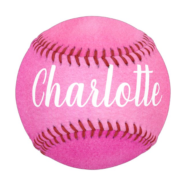 Personalised Name Bright Pink Team Coach Gift Baseball (Front)