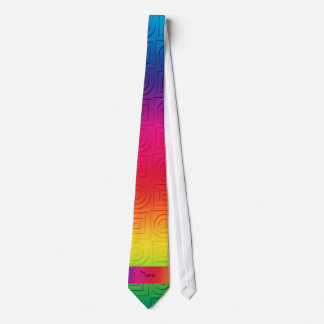 Personalised name bright rainbow squares circles tie