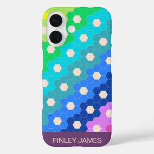 Personalised Name Bright Retro Modern Geometric iPhone 16 Case
