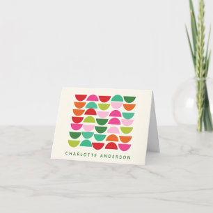 Personalised Name Bright Vibrant Geometric Holiday Note Card