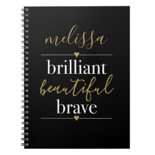Personalised Name Brilliant Beautiful Brave Notebook