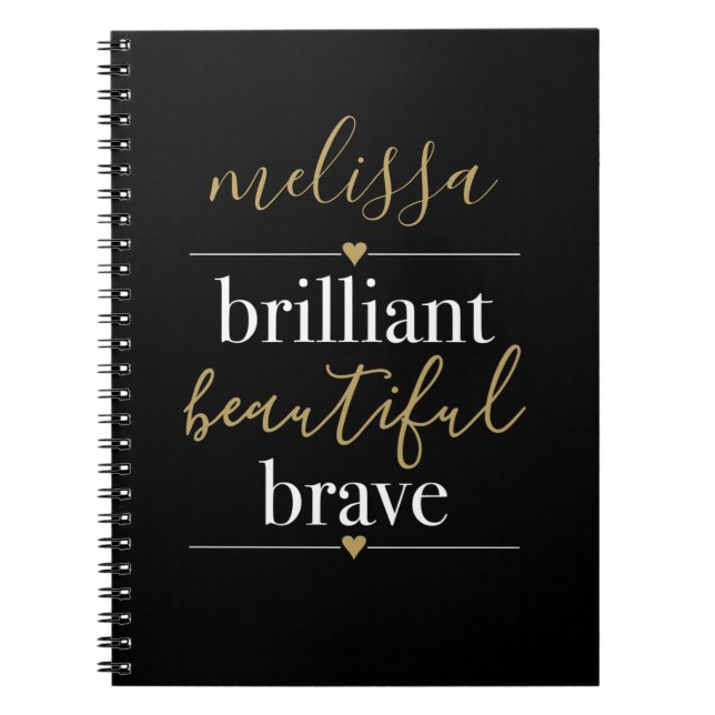 Personalised Name Brilliant Beautiful Brave Notebook (Front)