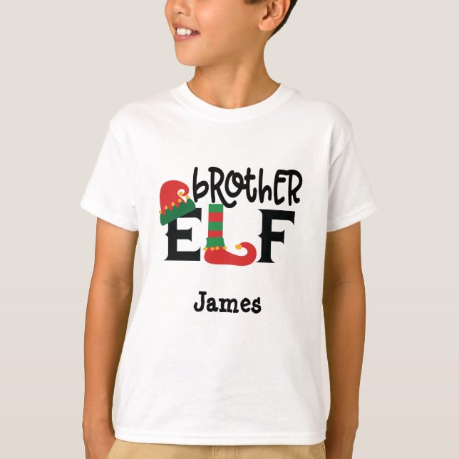 Personalised Name Brother Elf Christmas T-Shirt (Front)