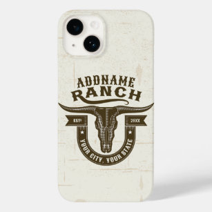 Personalised NAME Bull Steer Skull Western Ranch Case-Mate iPhone 14 Case