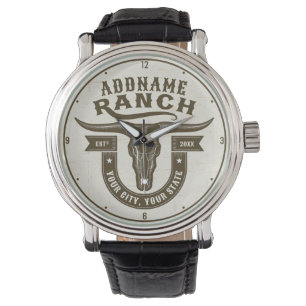 Personalised NAME Bull Steer Skull Western Ranch Watch