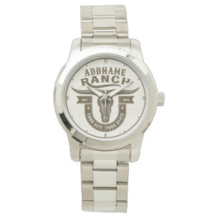 Personalised NAME Bull Steer Skull Western Ranch Watch