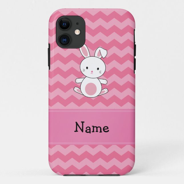Personalised name bunny pink chevrons Case-Mate iPhone case (Back)
