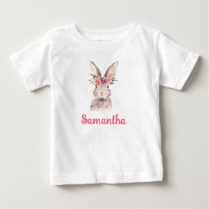 Personalised Name Bunny Rabbit Girl Baby  T-Shirt