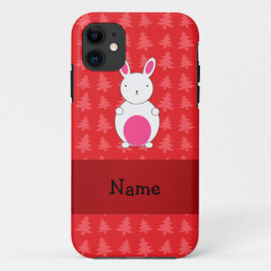 Personalised name bunny red christmas trees Case-Mate iPhone case