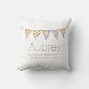 Personalised name bunting pink custom pillow