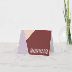 Personalised Name Burgundy and Lilac Geometric Note Card