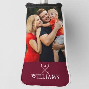 Personalised Name Burgundy Red Photo Golf Head Cover