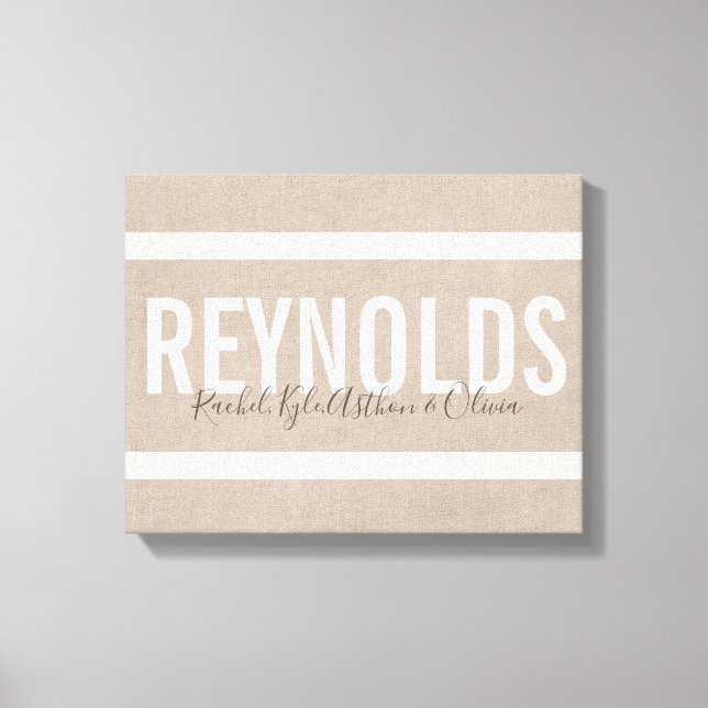 Personalised Name Burlap Canvas Print (Front)